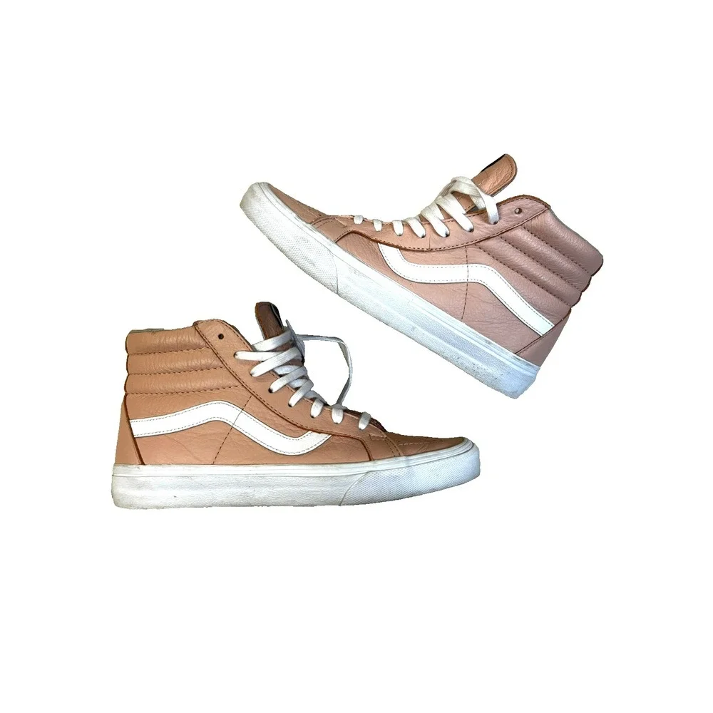 VANS Off the Wall SK8-Hi Reissue Sneaker High Top Pink Leather White Contrast, 9